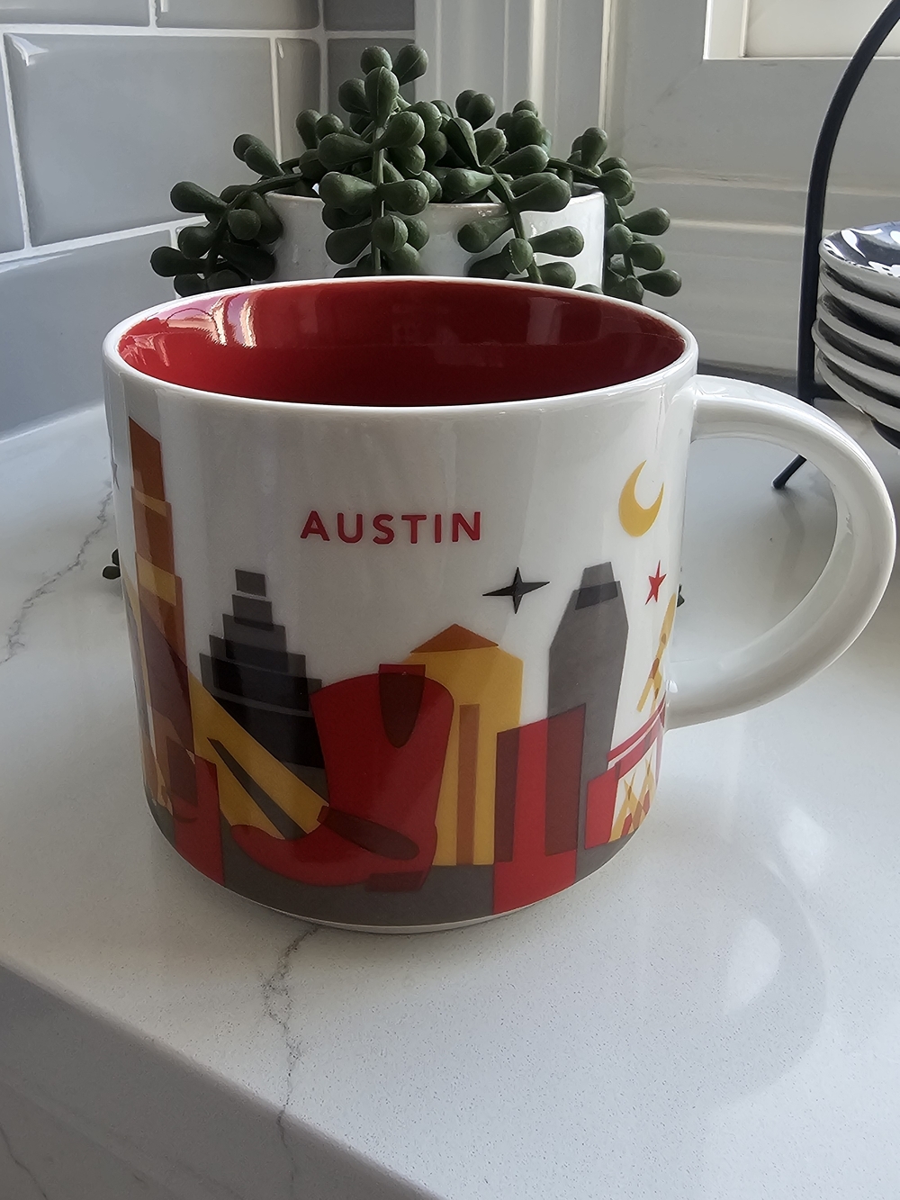 Starbucks Austin Skyline Mug - Red Interior, White Exterior